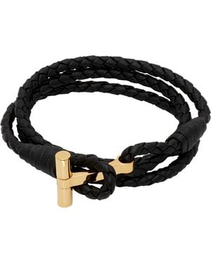 Tom Ford Bracelet En Cuir Tressé - Noir