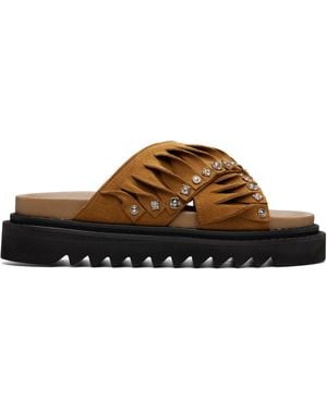 Toga Virilis Tan Suede Sandals - Brown