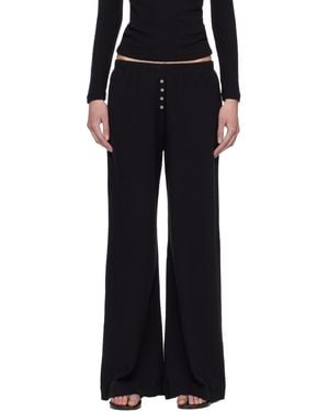 Leset Pointelle Boxer Lounge Trousers - Black