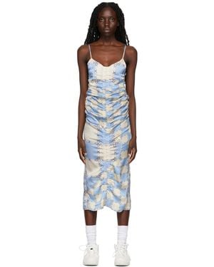 Ahluwalia Ruched Augusta Dress - Blue