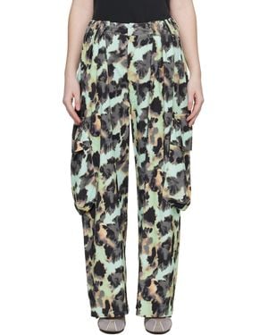 Collina Strada Pleated Cargo Trousers - Black
