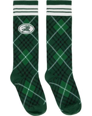 Burberry Argyle Check Stretch Cotton Blend Socks - Green