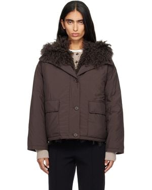 Yves Salomon Short Down Jacket - Brown