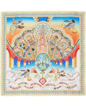 CASABLANCA Medium Silk Scarf - Blue