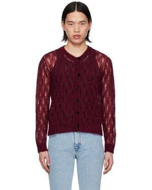 Ernest W. Baker Burgundy Argyle Cardigan - Red