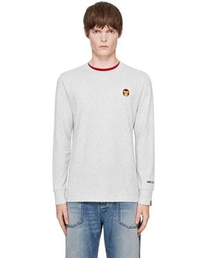Aape By A Bathing Ape Off- 'Aaper' Long Sleeve T-Shirt - White