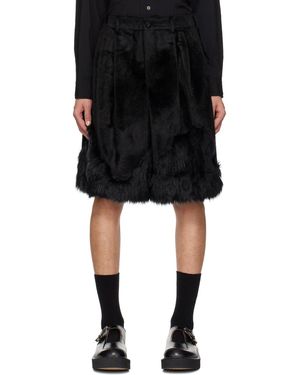 Comme des Garçons フェイクファー タック ショートパンツ - ブラック