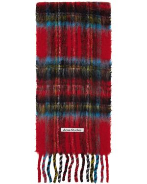Acne Studios Mohair Check Scarf - Red