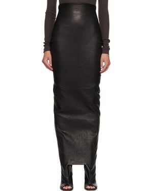 Rick Owens Tower Dirt Pillar Leather Maxi Skirt - Black