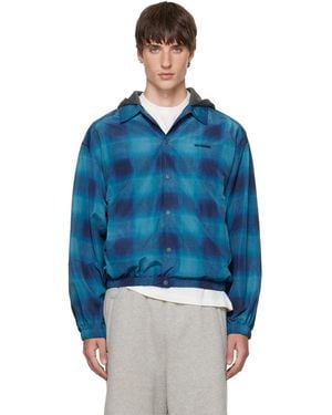 we11done Check Coach Jacket - Blue