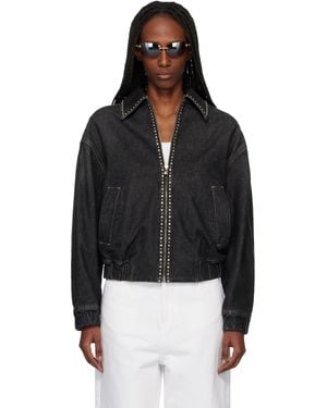 Versace Embellished Denim Jacket - Black
