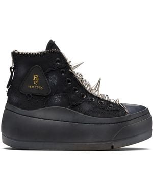 R13 Lace Free Kurt High Top Trainers - Black