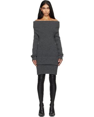 Jean Paul Gaultier Rib-Knit Wool Minidress - Gray