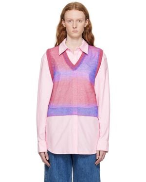 WOOYOUNGMI Pink Gradient Stripe Vest