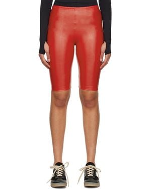 MM6 by Maison Martin Margiela レッド フェイクレザー ショートパンツ