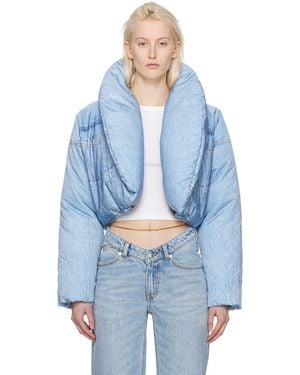 Alexander Wang Oversized Cropped Puffer Jacket In Nylon - Blue