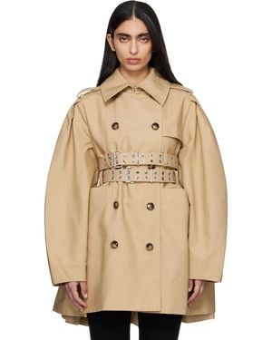 Ganni Double Cotton Trench Coat - Natural