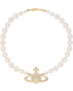 Vivienne Westwood One Row Pearl Bas Relief Choker - Metallic