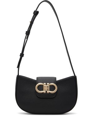 Ferragamo ブラック ミニ Double Gancini バッグ