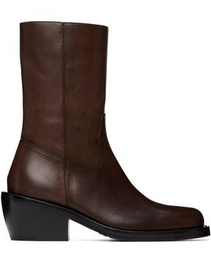 Dries Van Noten High Leather Boots - Brown