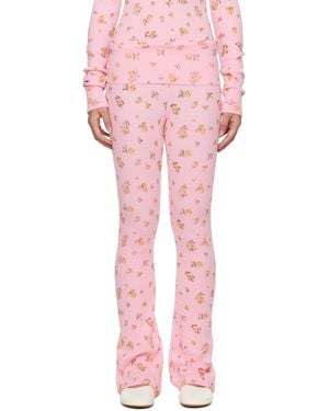 GUIZIO Flared Thermal Lounge Trousers - Pink