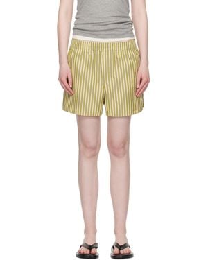 Ami Paris カーキ コットン エラスティック ショートパンツ - イエロー