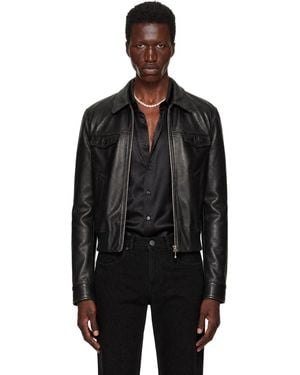 Ernest W. Baker Embellished Leather Bomber Jacket - Black