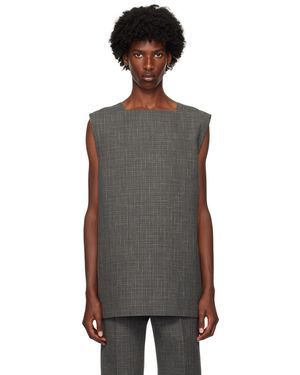 Jil Sander グレー スクエアネック トップス - ブラック