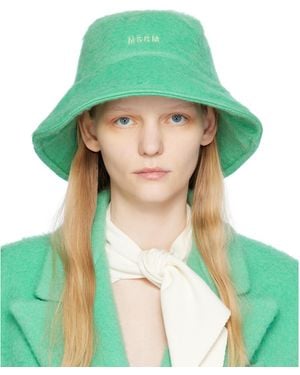 MSGM Green Shag Knit Bucket Hat