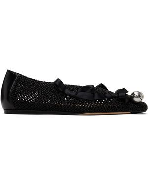Simone Rocha ブラック ベルチャーム クロシェ フラットシューズ