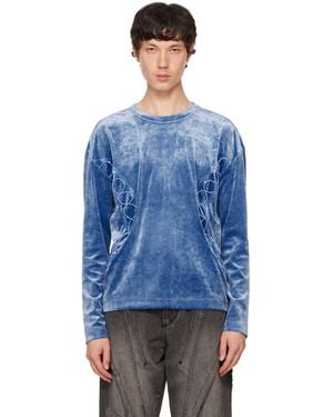 ANDERSSON BELL ブルー レースアップ ベルベット スウェットシャツ
