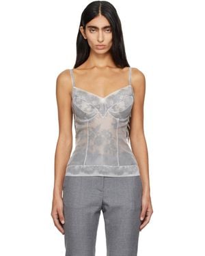 McQueen Off- Silk Chiffon Camisole - Gray