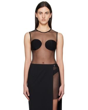 Nensi Dojaka Padded Bra Sleeveless Sheer Bodysuit - Black