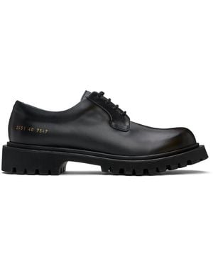 Common Projects Derbys Noirs À Semelle Épaisse