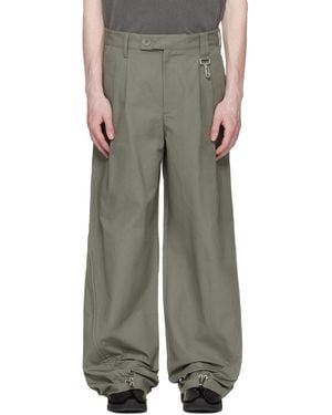 Reese Cooper Khaki Cotton Ripstop Pleated Trousers - Brown