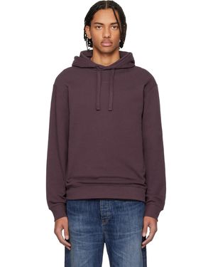 HUGO Burgundy Cotton Terry Hoodie - Purple