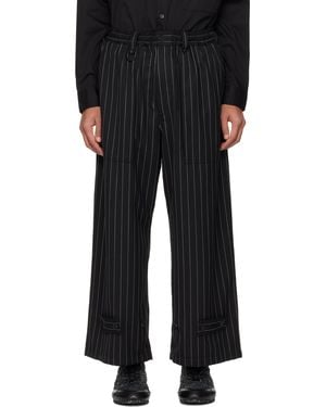 Y-3 ブラック Pinstripe Refined Wool ワイドパンツ