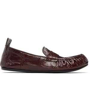 Acne Studios Burgundy Leather Saddle Loafers - Black