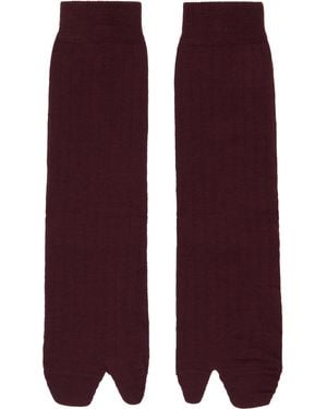 Maison Margiela Burgundy Wool Tabi Socks - Purple