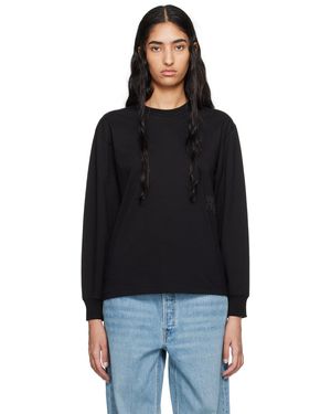 T By Alexander Wang T-Shirt À Manches Longues Noir À Logo Étagé Gaufré