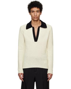 Jil Sander ベージュ コットン ニットポロシャツ - ブラック
