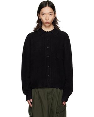 Camiel Fortgens Cardigan Noir En Tricot Brossé