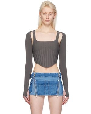 Dion Lee Khaki Ventral Compact Corset Top - Black