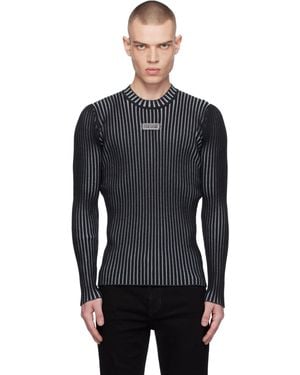 Versace Jeans Couture ブラック ロゴ スリムフィット リブ セーター