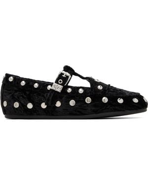 Ganni Mary Jenny Velvet Flats - Black