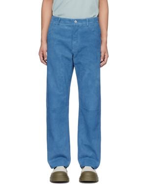 Bottega Veneta Embossed Corduroy Suede Trousers - Blue