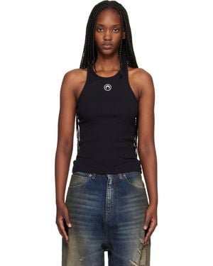 Marine Serre Moon Logo Ribbed Jersey Tank Top - Black