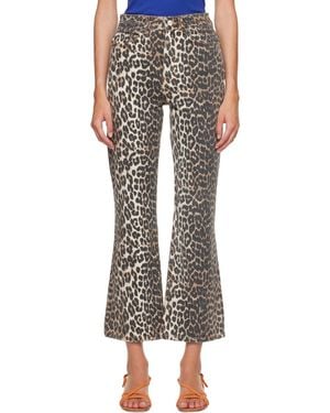 Ganni Betzy Cropped Leopard Print Jeans - Black