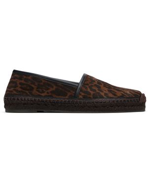 Tom Ford Espadrilles Ocelot Brunes En Suède De Veau À Motif Léopard Imprimé - Noir