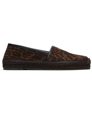Tom Ford Ocelot Print Suede Smooth Calf Espadrilles - Black